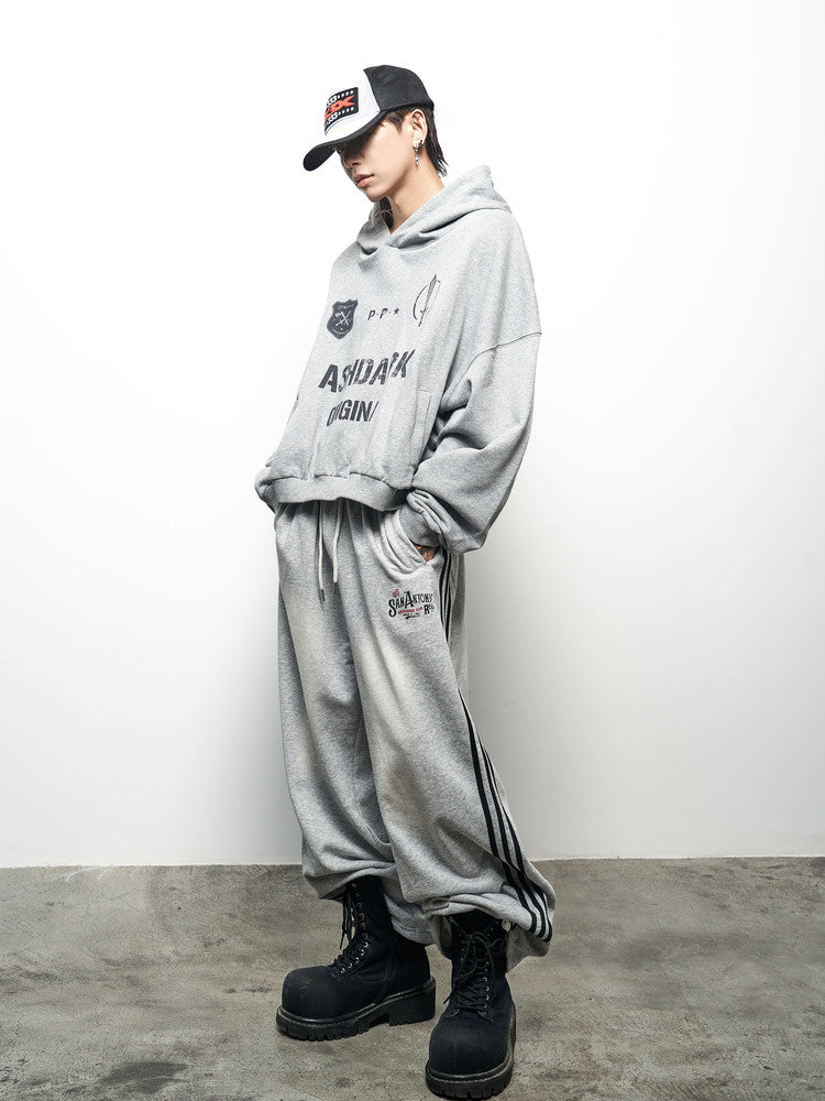 Letter Print Cropped Oversize Hoodie WN22968