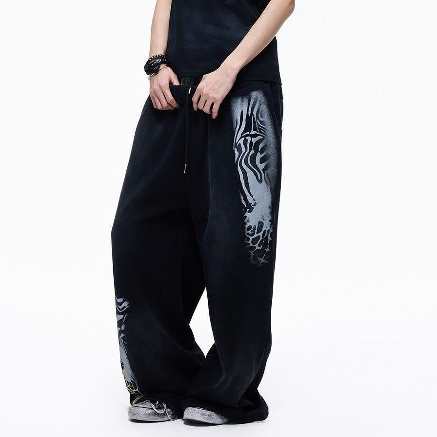 Leopard Print Drawstring Wide Leg Sweatpants WN27359