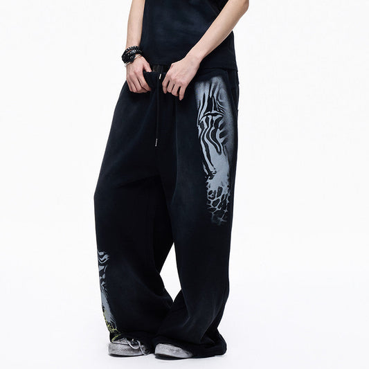 Leopard Print Drawstring Wide Leg Sweatpants WN27359