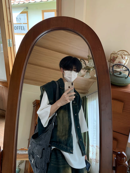 Washed Denim Vest & Damage Denim Half Jeans Setup WN19819