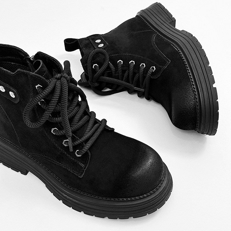 Chunky Lug Sole Platform Lace-Up Zipper Boots WN24548