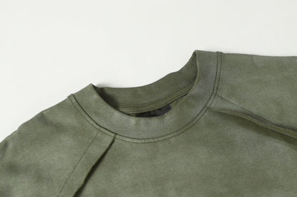 Washed Damage Raw Edge Short Sleeve T-Shirt WN23056