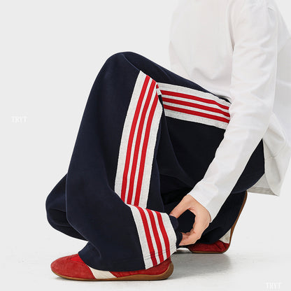 Stripe Panel Wide Leg Sweatpants WN23573