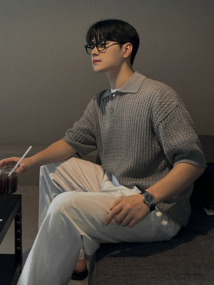 Breathable Collar Oversize Short Sleeve Polo Shirt WN20303