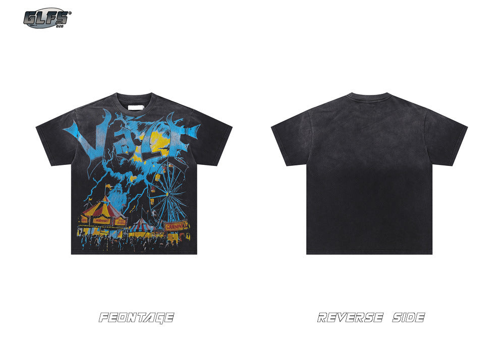 Graphic Art Letter Print Short Sleeve T-Shirt WN26428