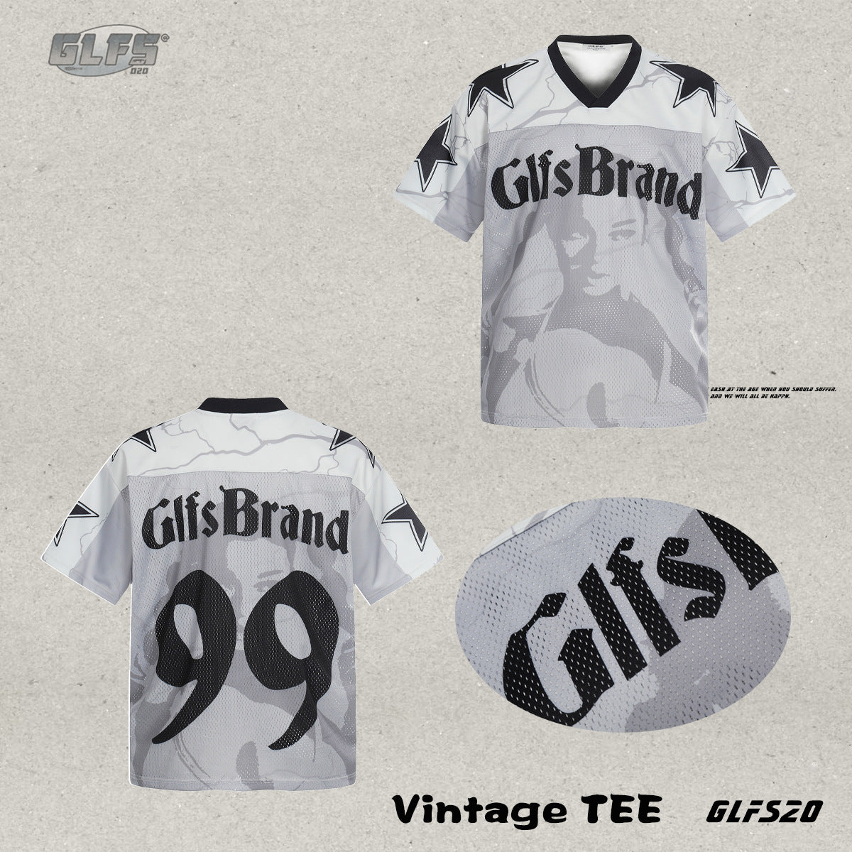 Sporty Portrait V-Neck Short Sleeve T-Shirt WN26490