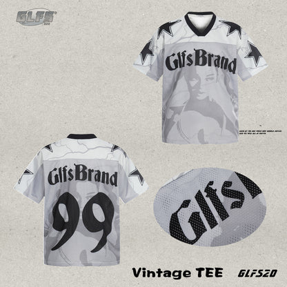 Sporty Portrait V-Neck Short Sleeve T-Shirt WN26490