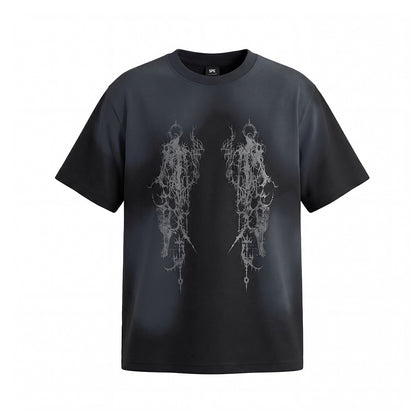 Washed Graphic Art Print Short Sleeve T-Shirt WN25500