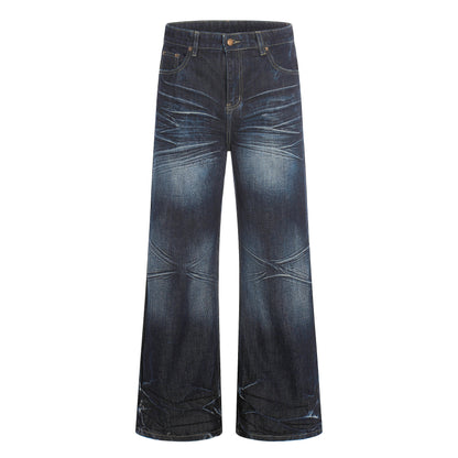 Art Whisker Honeycomb Wash Straight Denim Jeans WN22906