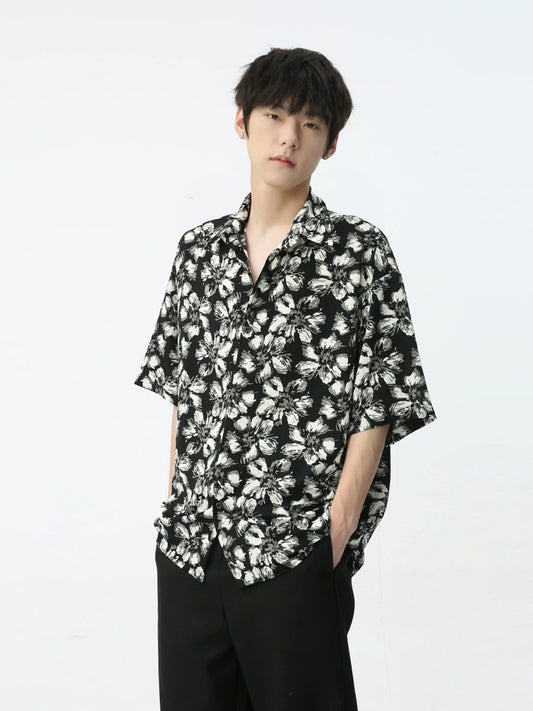 Floral Pattern Print Short Sleeve Shirt WN7448