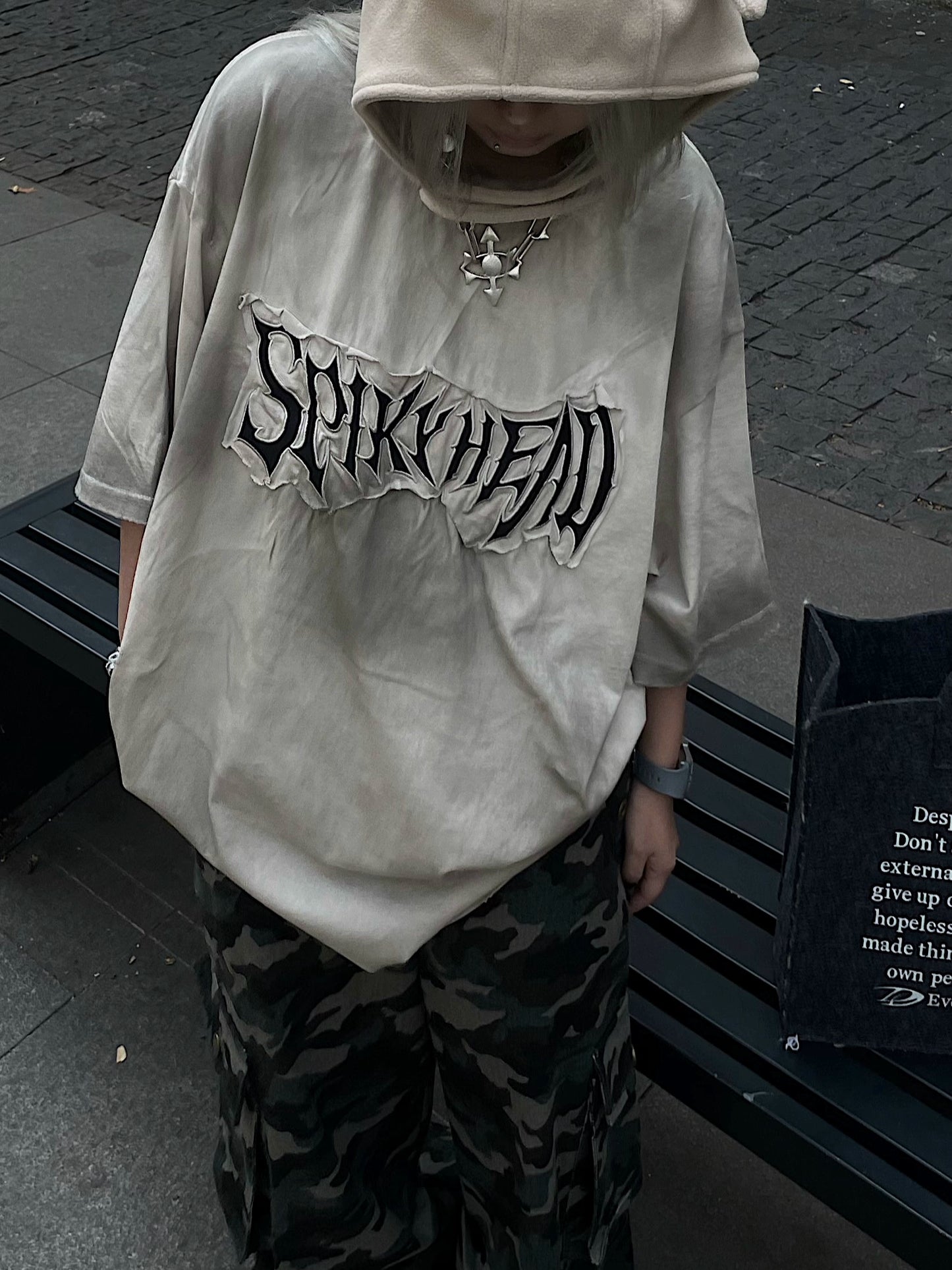 Graphic Letter Print Washed Short Sleeve T-Shirt WN18134