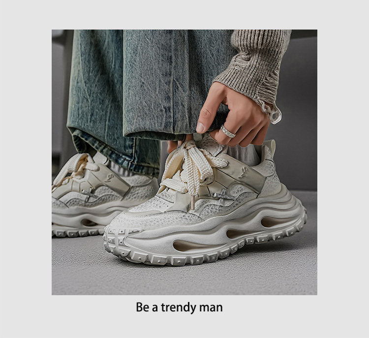 Strap Detail Chunky Sole Lace-Up Sneakers WN23363