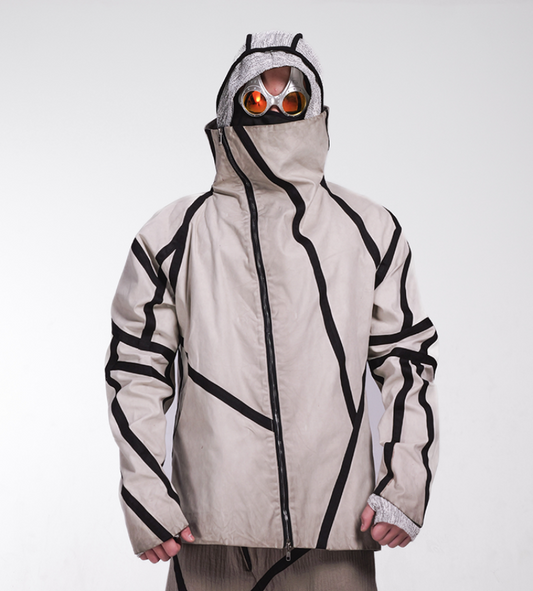 Contrasting Taped Deconstructed 3D Cut Hooded Jacket WN13984