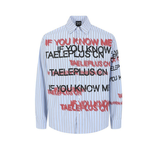 Stripe Letter Print Long Sleeve Shirt WN25396