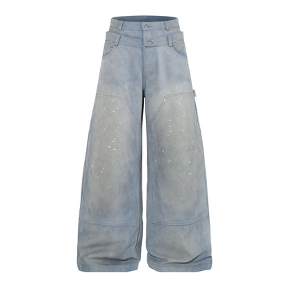 Paint Splatter Wash Wide Leg Pants WN23593