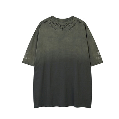 Gradient Thorn Print Short Sleeve T-Shirt WN25510