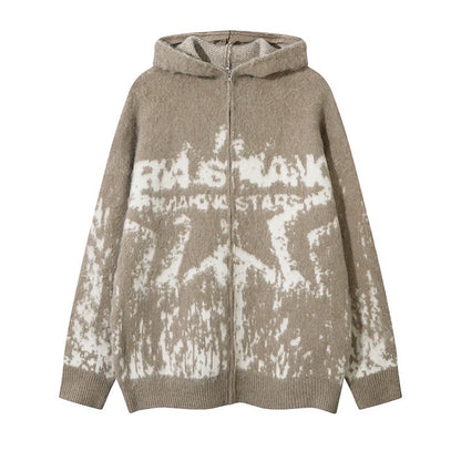 Oversize Shaggy Hooded Knit Cardigan WN10922