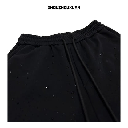 Gradient Rhinestone Short Sweatpants WN20707
