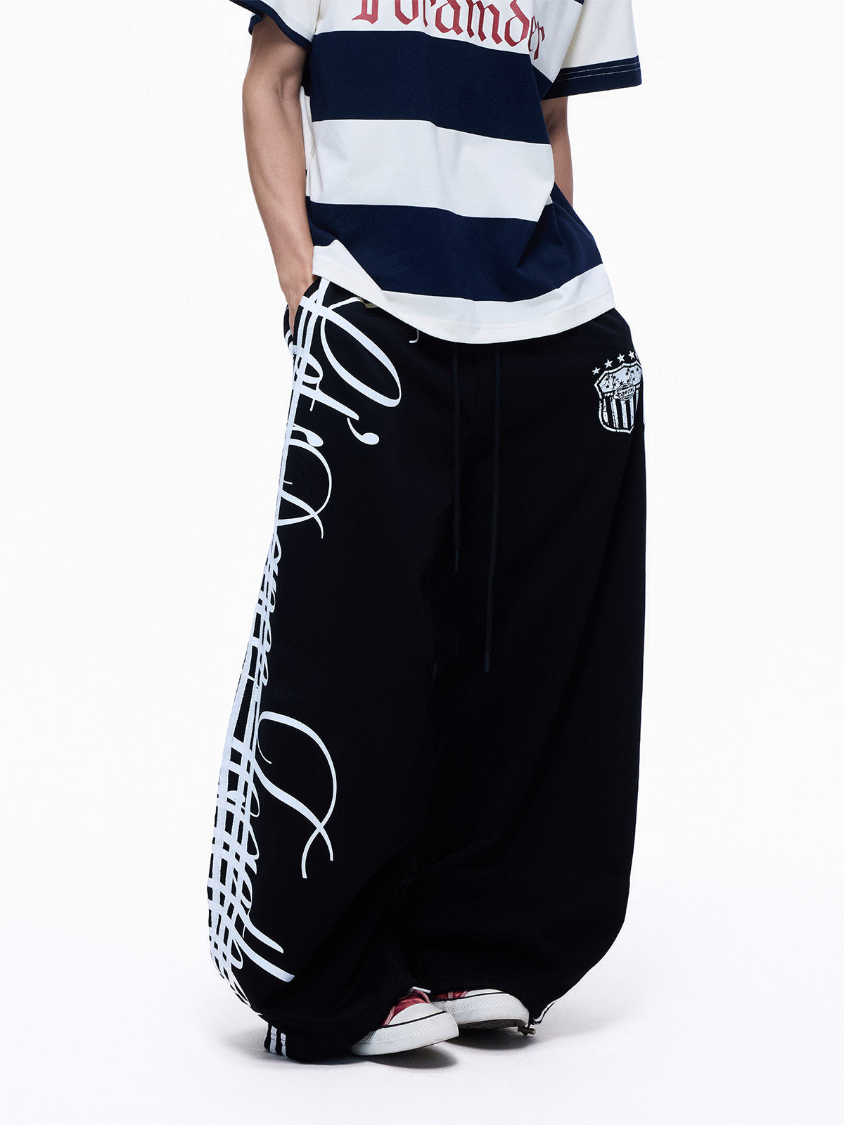 Music Art Graphic Print Wide Leg Sweatpants WN27264