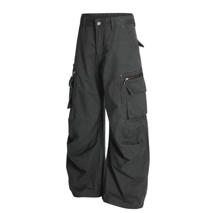Zip Pocket Cargo Wide Leg Pants WN25936