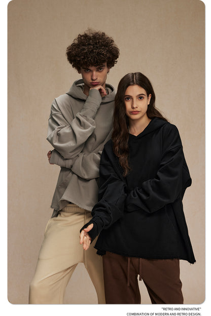 Cut-off Design Thumb Hole Oversize Hoodie WN9982