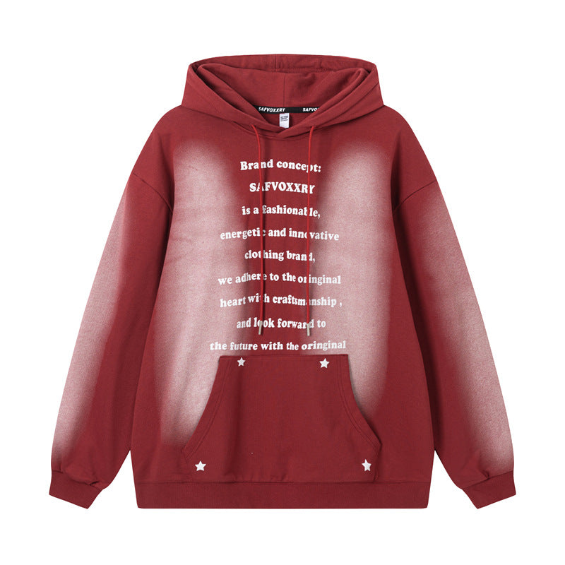 Colorblock Letter Print Oversize Pullover Hoodie WN11156