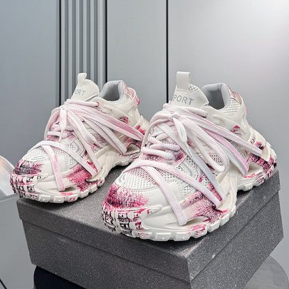 Paint Splash Rope Lace Chunky Sole Sneakers WN24613