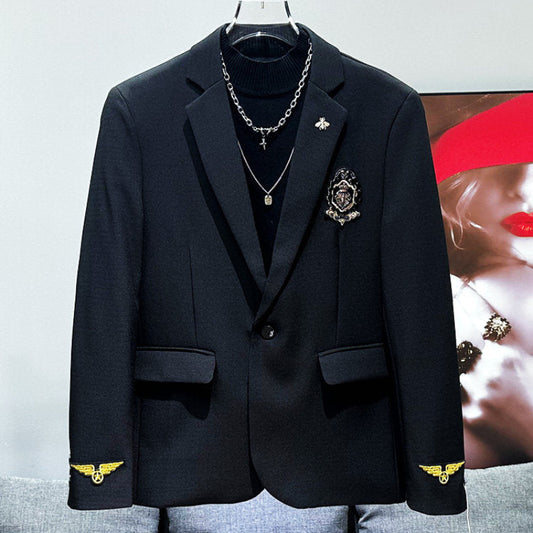 Badge Embroidery Tailored Jacket & Straight Trousers Setup WN23955