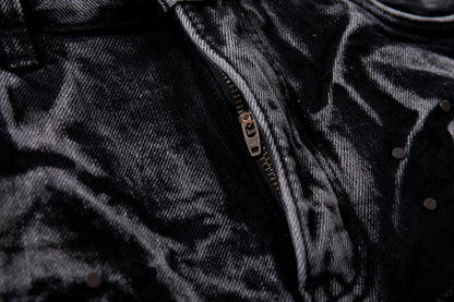 Multi-Print Wide Leg Denim Jeans WN23093