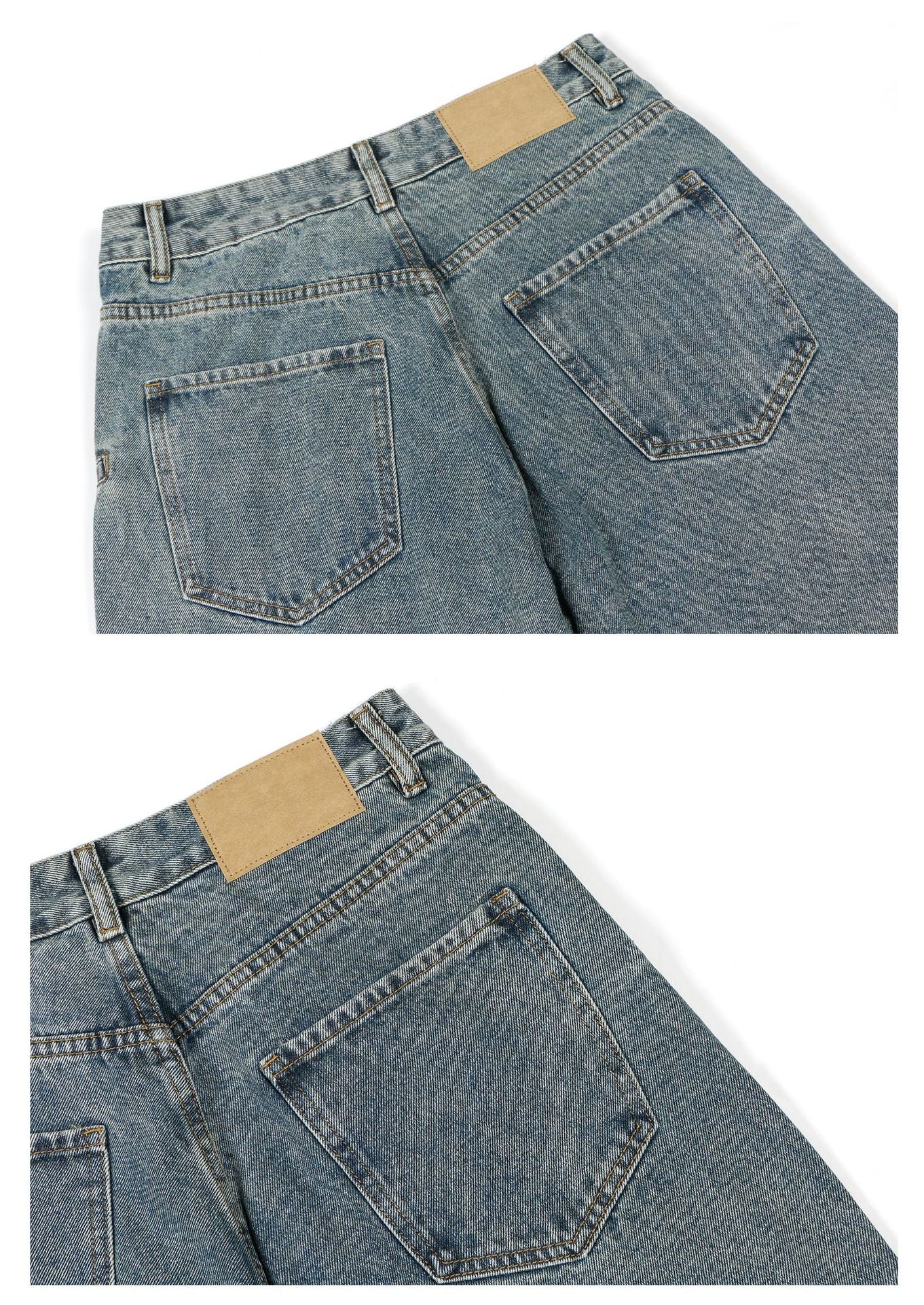 Washed Panel Wide Leg Denim Jeans WN26248