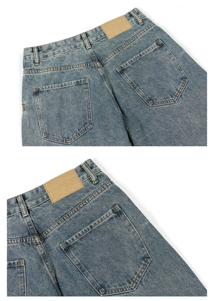 Washed Panel Wide Leg Denim Jeans WN26248