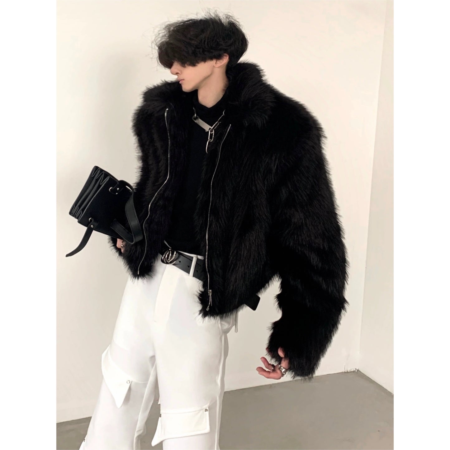 Fake Fur Thick Short Zipper Jacket WN9105