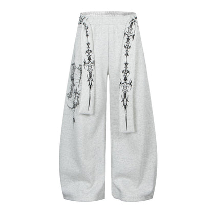 Art Graphic Strap Wide Leg Sweatpants WN27793