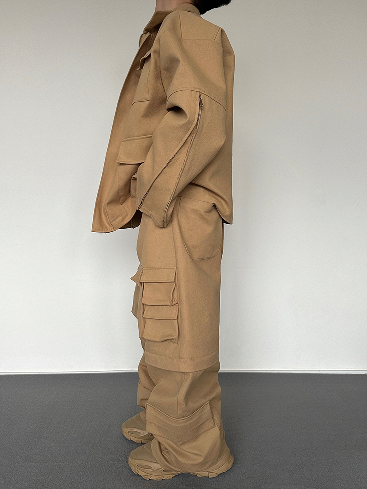 Heavyweight Canvas Oversize Jacket & Detachable Wide-Leg Cargo Pants Setup WN15149