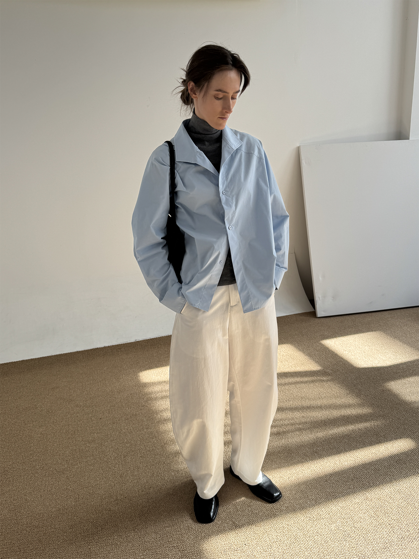 Plain Oversize Long Sleeve Shirt WN21613