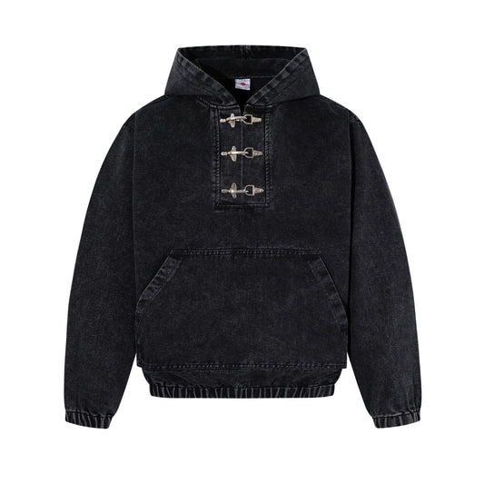 Heavyweight Washed Metal Buckle Hooded Jacket WN23049