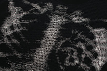 Skeleton Print Waffle Long Sleeve T-Shirt WN25476