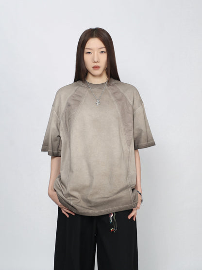 Washed Patchwork Oversize Short Sleeve T-Shirt WN24406
