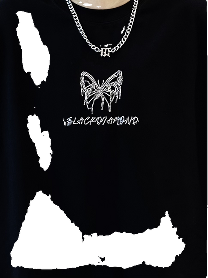 Rhinestone Butterfly Design Short Sleeve T-Shirt WN20701