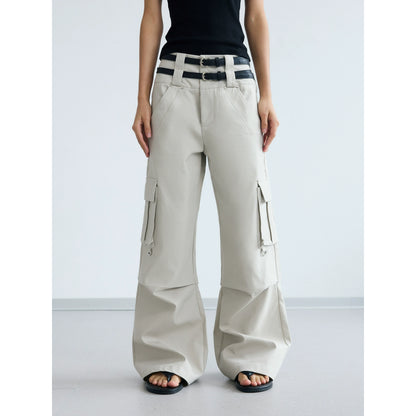 Double Waistband Multi-Pocket Wide Leg Cargo Pants WN18247