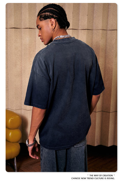 Washed Gradient Oversize Short Sleeve T-Shirt WN6070