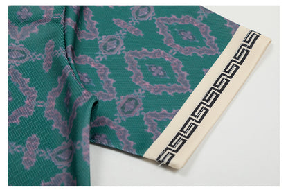 Geometric Pattern V-Neck T-Shirt WN26592