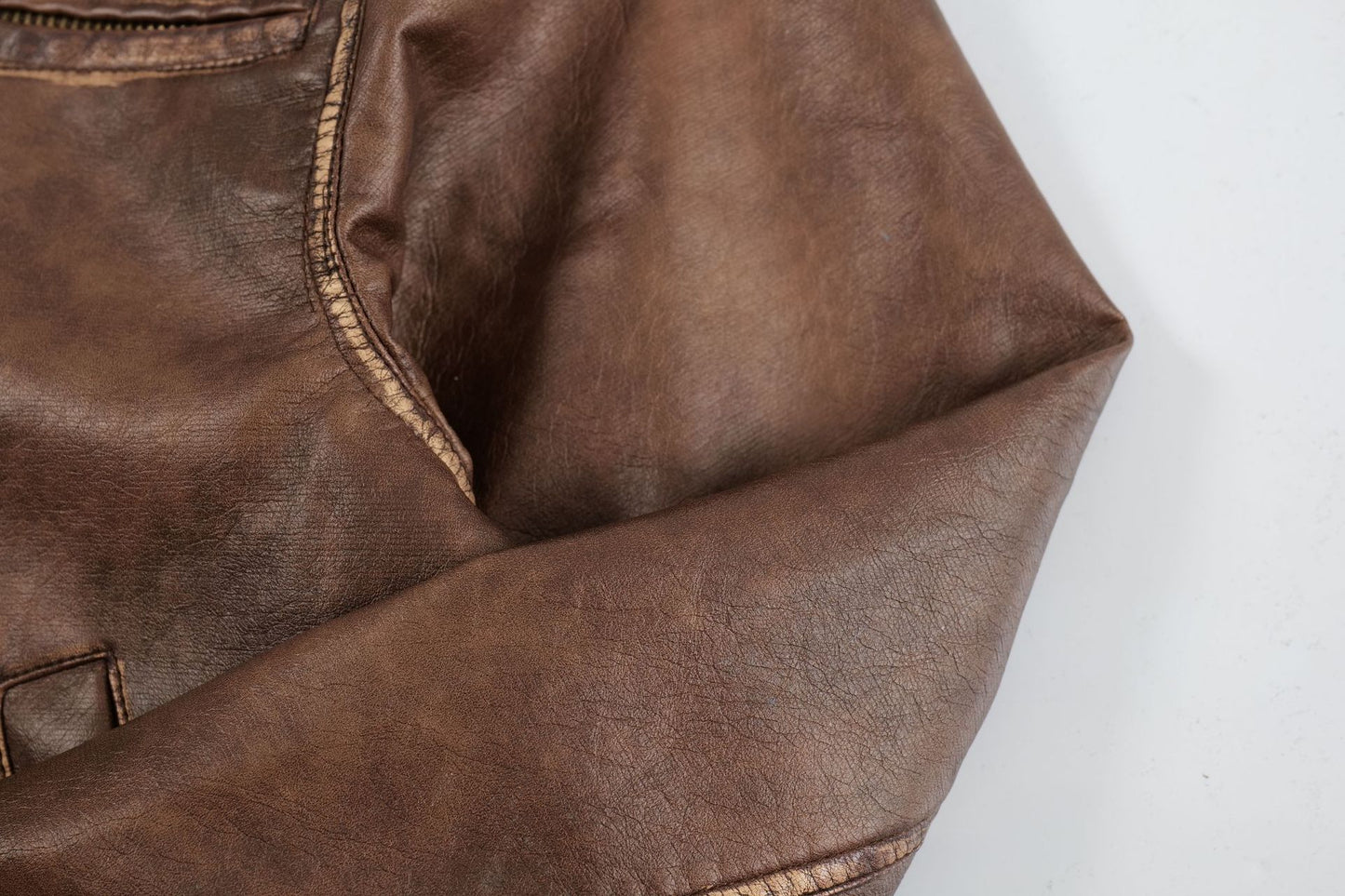 Washed Short PU Leather Zipper Jacket WN11267