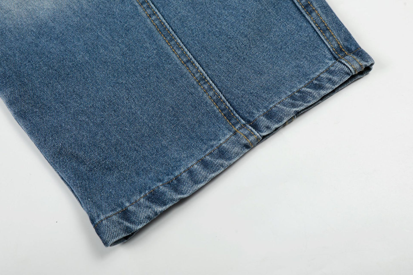 Curved Wide Leg Patchwork Denim Jeans WN25680