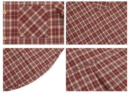 Plaid Fake Layered Boxy Short Sleeve Shirt WN26370