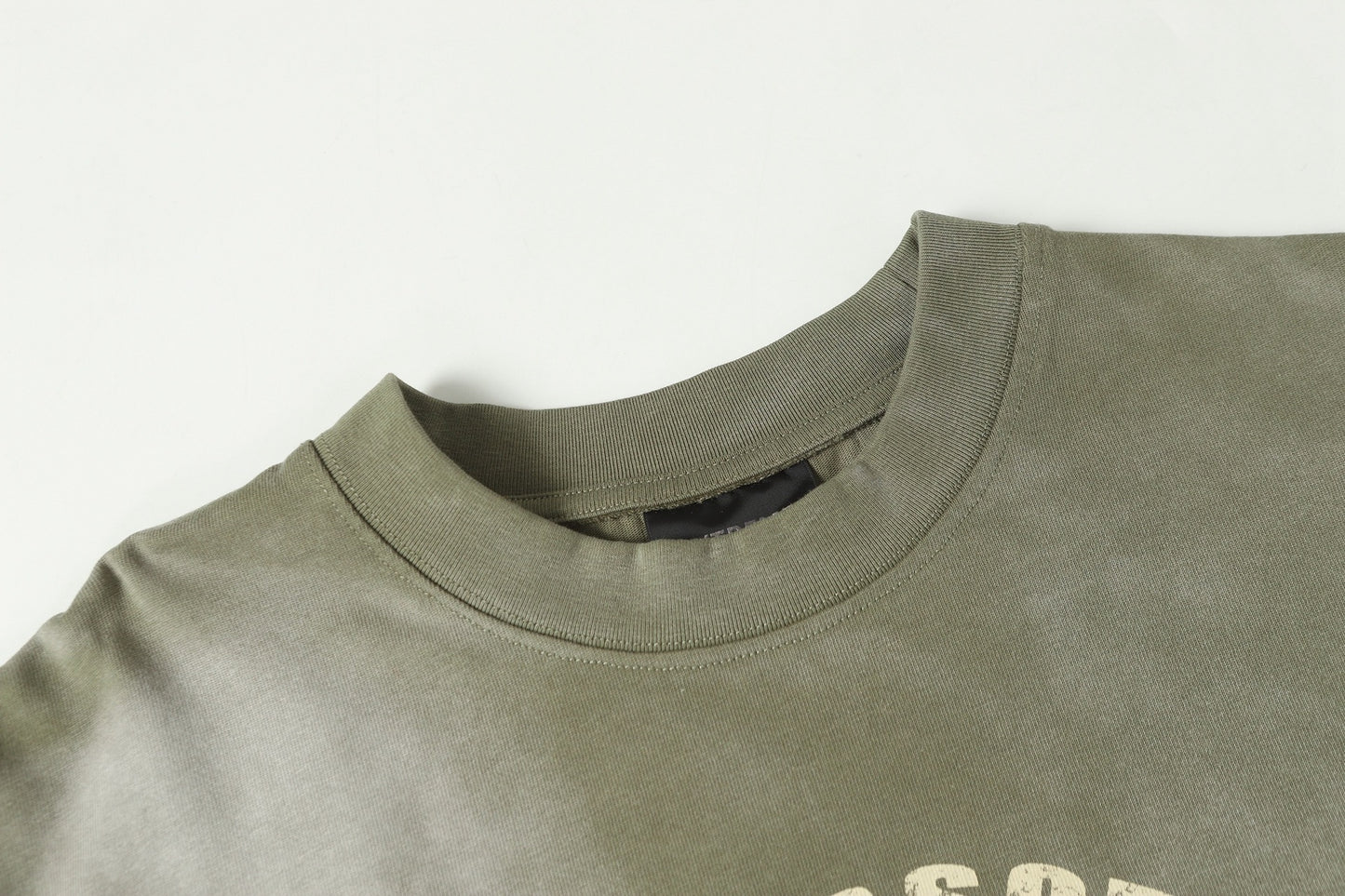 Letter Print Patchwork Wash Damage Short Sleeve T-Shirt WN25598