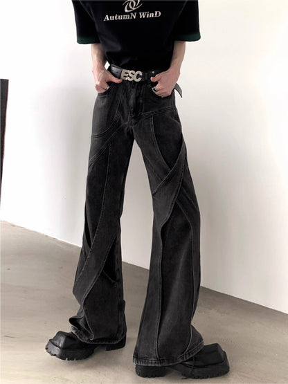 High Waist Wide-Leg Straight Denim Jeans WN7052