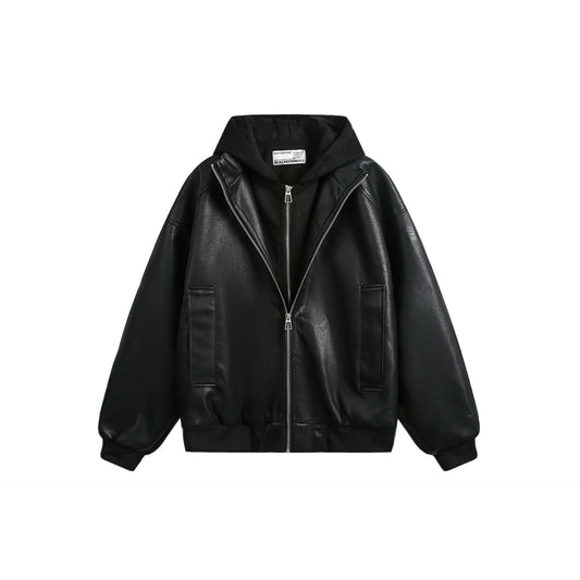 Washed Oversize Hooded Zipper Jacket WN13045