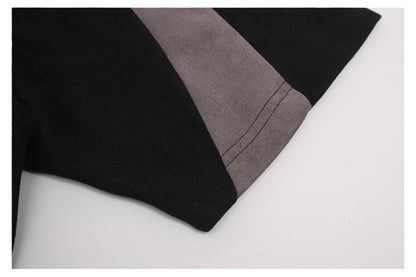 Heavyweight Suede Panel Embroidery Short Sleeve T-Shirt WN26494