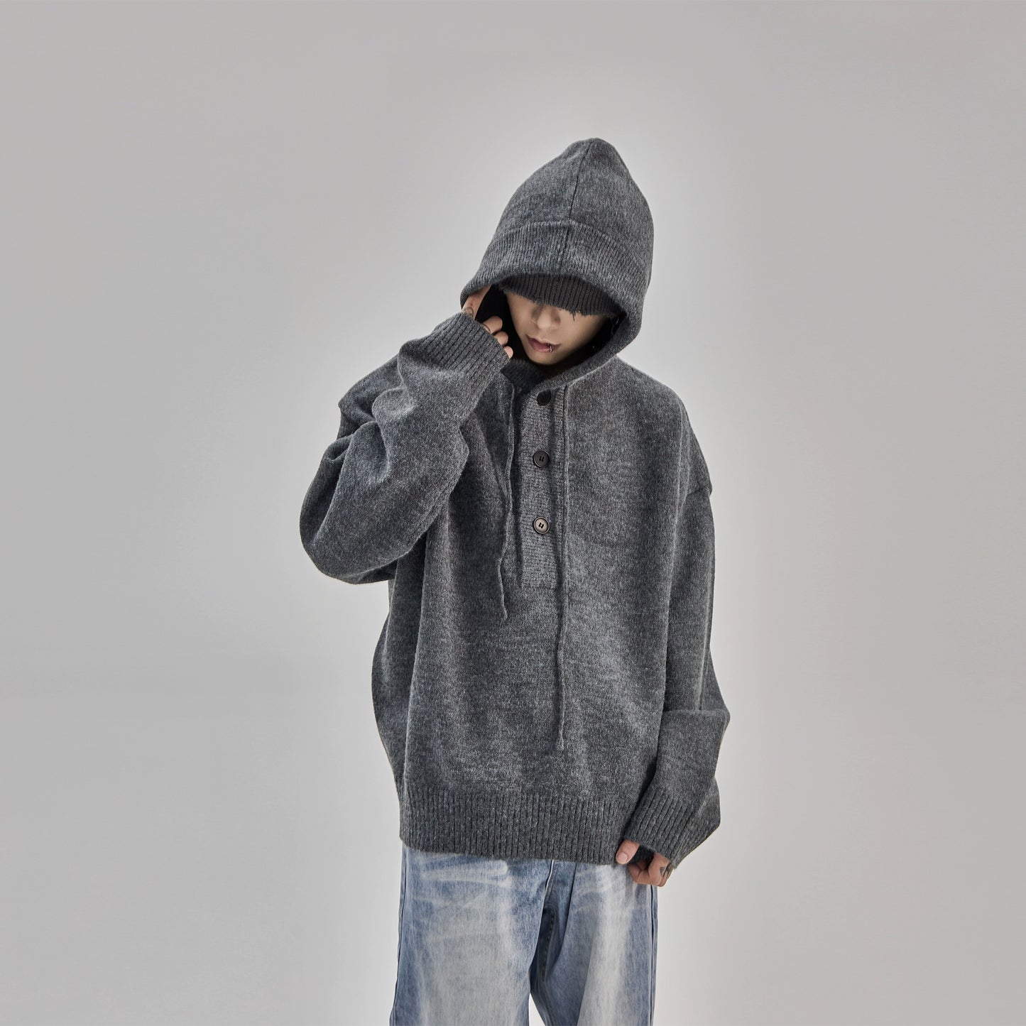 Oversize Hooded Knit Sweater WN9903